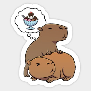 Capybara thinking about Ice Cream Sticker